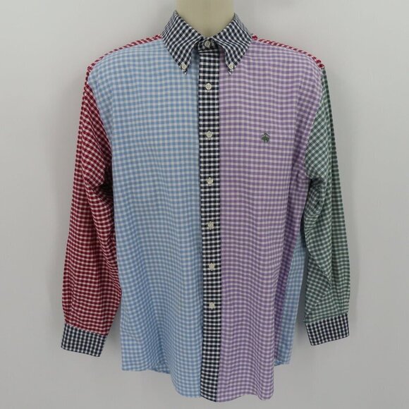 Brooks Brothers Medium Multicolor Colorblock Gingham Long Sleeve Button Shirt - Picture 13 of 14
